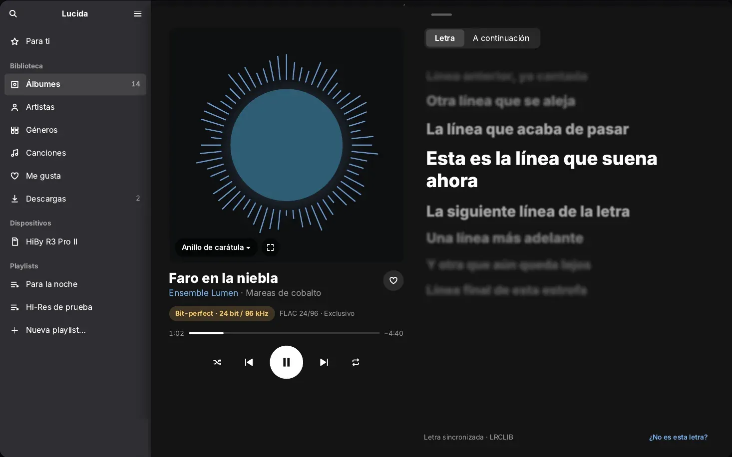 Maqueta de diseño de Corintia para GNOME: Reproduciendo ahora