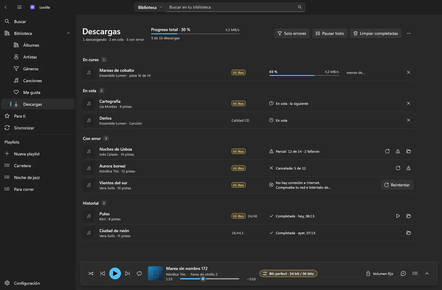 Página de descargas en Windows 11
